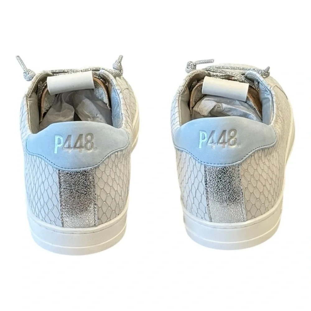 P448 John Margot Embossed Leather Sneakers Sky Size 41 / 11 NEW